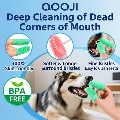 Pet Finger Toothbrush for Adult & Large Dogs, 2 Pack with 800 Soft Bristles, 135 Double Finger Design for Large Pets, BPA Free TPR Silicone Dental Care