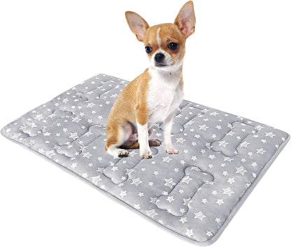 Dog Crate Bed Mat (36" X 23"), Soft Dog Bed Mat with Cute Stars, Personalized Crate Pad, Anti-Slip Bottom, Machine Washable Kennel Pad