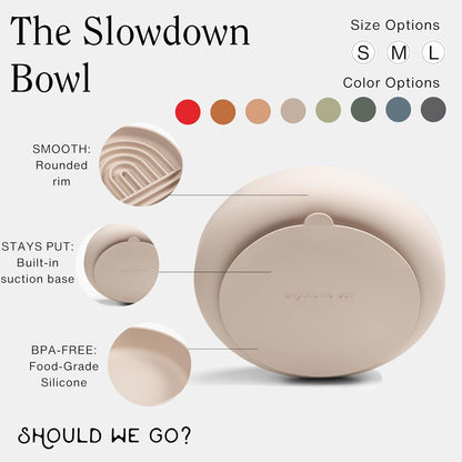 Should We Go? Slow Feeder for Dogs & Puppies, The Slowdown Bowl Silicone Slow Eating, Modern Lick Mat Design, Reduces Gulping, Fits 2 Cups, 7.5” Across x 1.5” Tall, Mealtime Challenge, Medium-Blush
