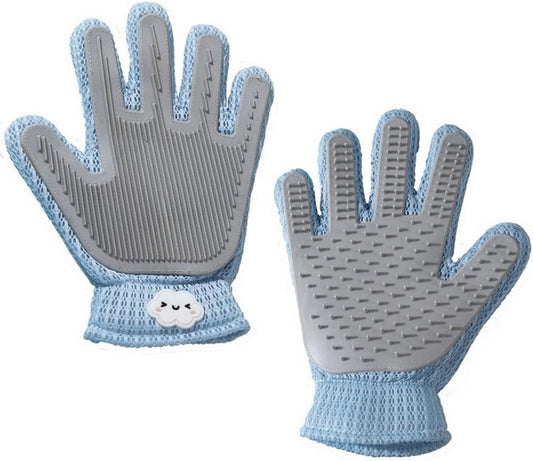 Pet Hair Remover Glove for Dogs & Cats, Upgraded Reusable 5-Finger, Gentle Deshedding Grooming Brush, Pet Hair Removal Tool for Furniture, Couch, Carpet, Car Seats, Sky Blue, 1 Count