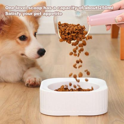 Transparent Pet Food Scoop with Clip Handle, 250 ml Capacity, Easy to Clean Dog Food Scoop (White)