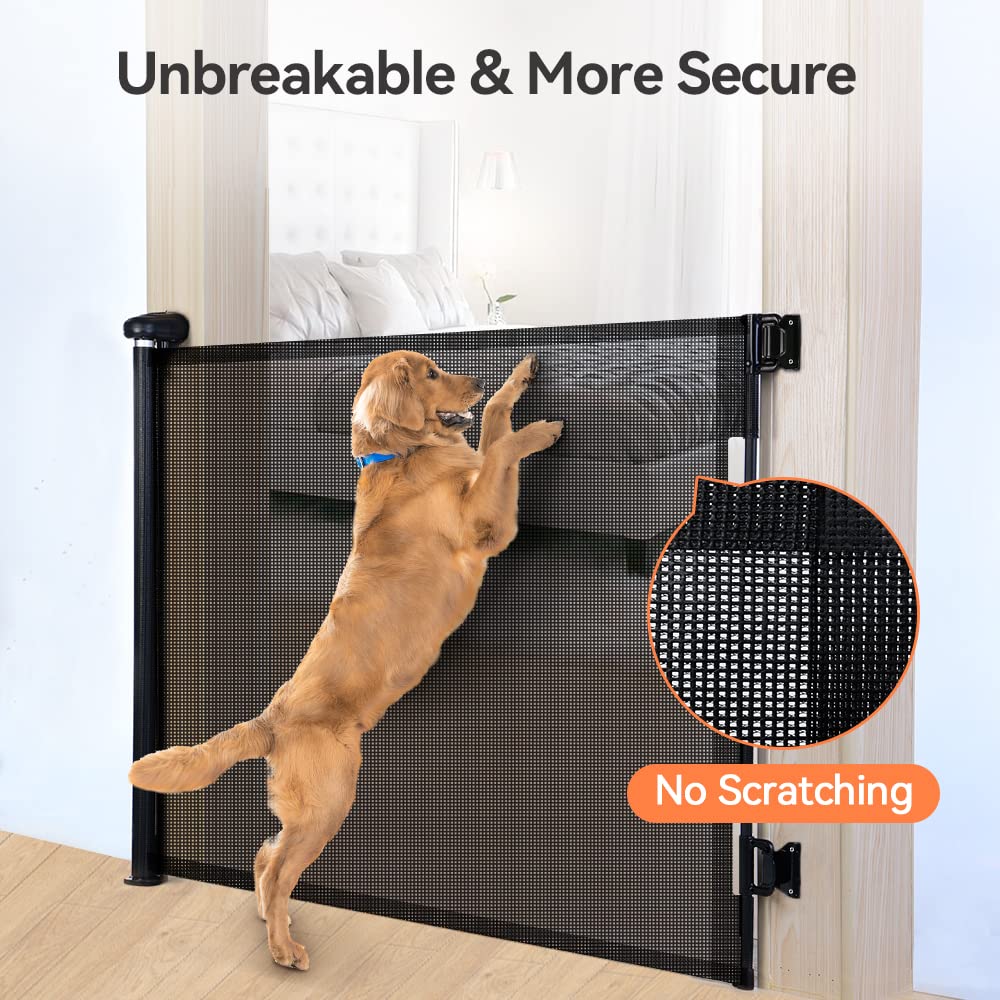 COMOMY 118" Retractable Baby Gates Extra Wide, Retractable Dog Gate for Large Openings, Extra Long Dog Gates for The House, Extra Large Mesh Pet Gate for Stairs, Doorways, Hallways, Indoor&Outdoor
