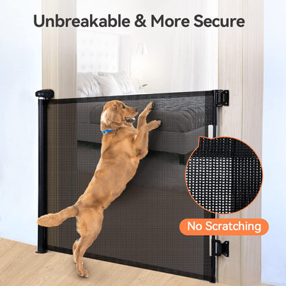 COMOMY 118" Retractable Baby Gates Extra Wide, Retractable Dog Gate for Large Openings, Extra Long Dog Gates for The House, Extra Large Mesh Pet Gate for Stairs, Doorways, Hallways, Indoor&Outdoor
