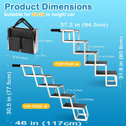 Uross Dog Ramp for Car 71" Long- Collapsible Pet Ramps for Large Dogs SUV Truck Folding Outdoor Dog Ramp for Porch Steps