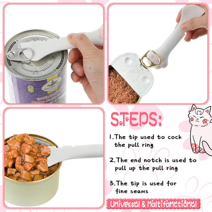 Uiifan 8 Pcs Cat Food Can Covers Lids Set, Silicone Pet Food Can Lids with Multi-Function Cat Foods Spoon and Opener, Silicone Wet Foods Spoon for Cats and Dogs(Pink)