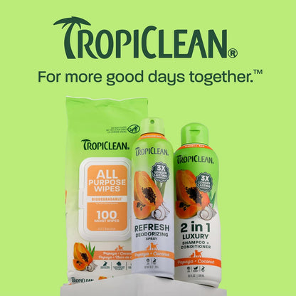 TropiClean Deshedding Dog Shampoo, Fast-Acting Shedding Control & Coat Softener, Puppy Safe, Made in USA, Lime & Coconut Scent, Cat Friendly, 20oz.