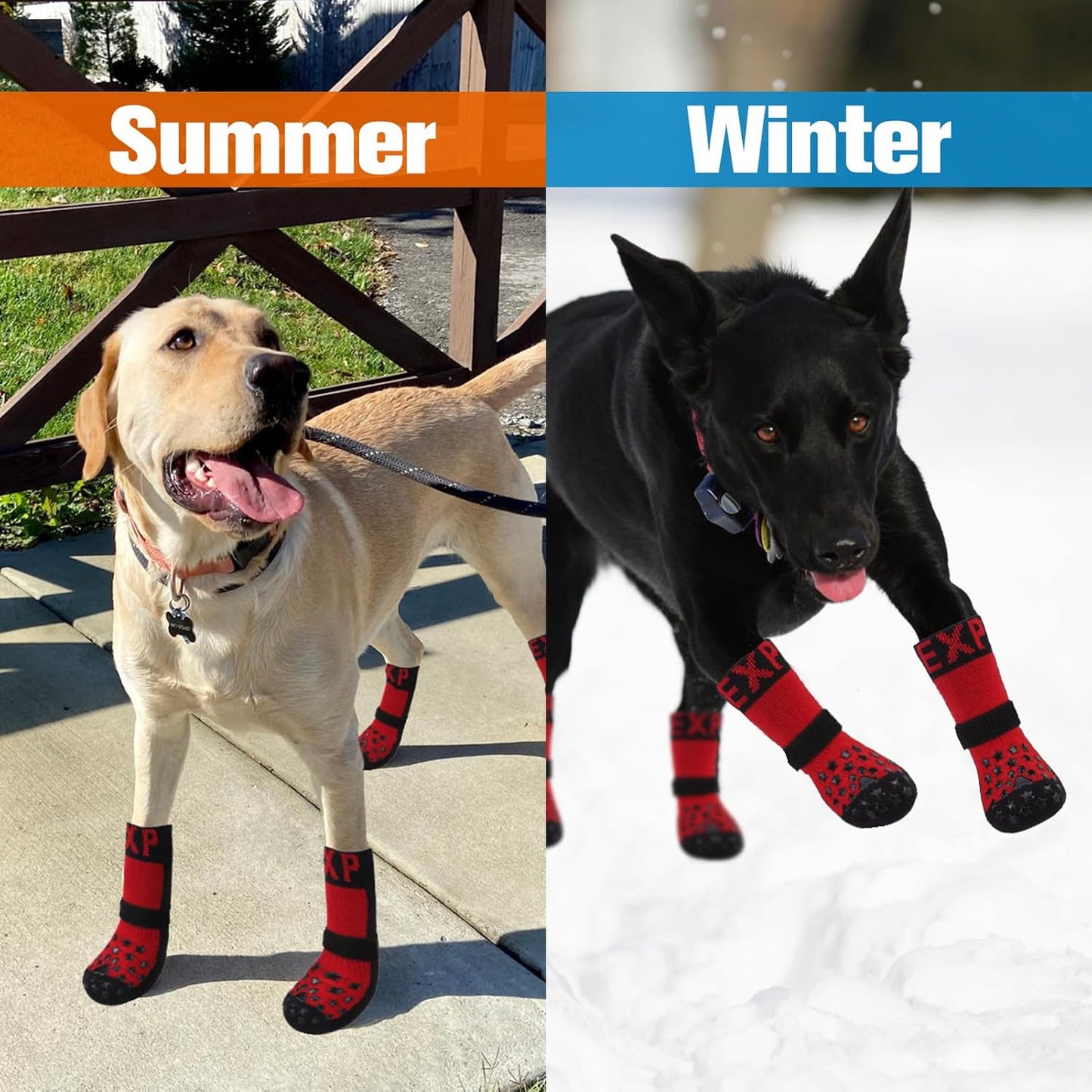 EXPAWLORER Anti Slip Dog Socks to Prevent Licking Paws, Dog Shoes for Hot Pavement Walk, Dog Booties for Hardwood Floors, Dog Boots & Paw Protectors with Grippers for Small Medium Large Senior Dogs M