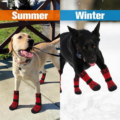 EXPAWLORER Anti Slip Dog Socks to Prevent Licking Paws, Dog Shoes for Hot Pavement Walk, Dog Booties for Hardwood Floors, Dog Boots & Paw Protectors with Grippers for Small Medium Large Senior Dogs M
