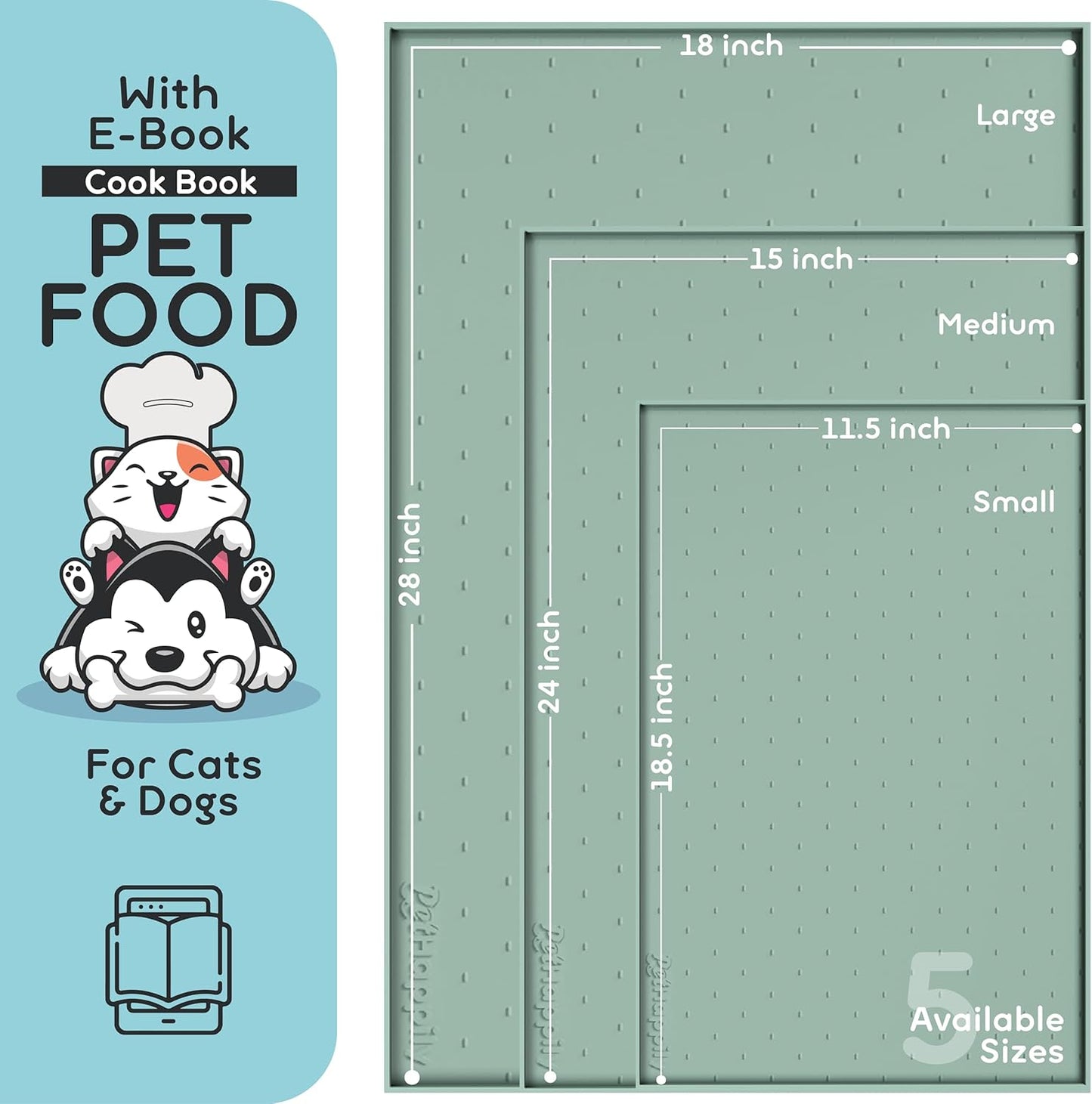 Dog Food Mat - Raised Edges Dogs Mat for Food and Water Prevent Spill, Waterproof Cat Food Mats Protect Floors, Easy Clean Dog Bowl Mats for Food and Water, Silicone Pet Feeding Placemats