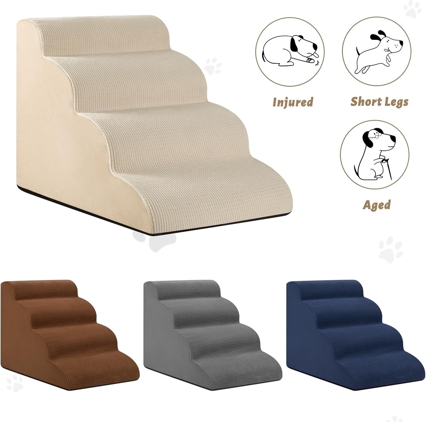 Aodisman 3-Step Dog Ramp and Stairs for Sofa and Chair - Non-Slip Sturdy Pet Steps for Small Dogs and Cats,15.7" H,Grey