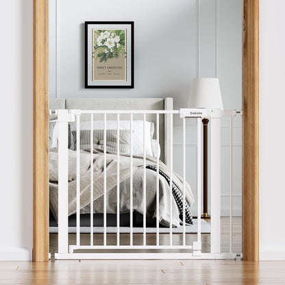 Babelio Baby Gate for Doorways and Stairs, 36-41" Pet Gate with Wide Walk Thru Door and Lock Indicator, No Drill Pressure Mounted Safety Gate with Double Lock and Self-Closing, Black