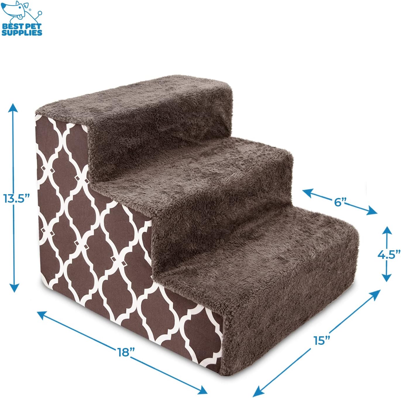 Best Pet Supplies Dog Stairs & Steps - Foam Steps for Small Dogs & Cats, Non-Slip Indoor Balanced Pet Step Support, Dog Ramp, No Assembly, Ash Gray Linen, 2-Step (12-inch Height)