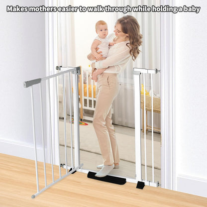 41 Inch Tall Baby Gate Auto Close Dog Gate Adjustable 29.92"-57.48" Wide Pressure Mounted Walk Through Swing Pet Gate for Doorways (White, 29.92"-57.48" Wide)