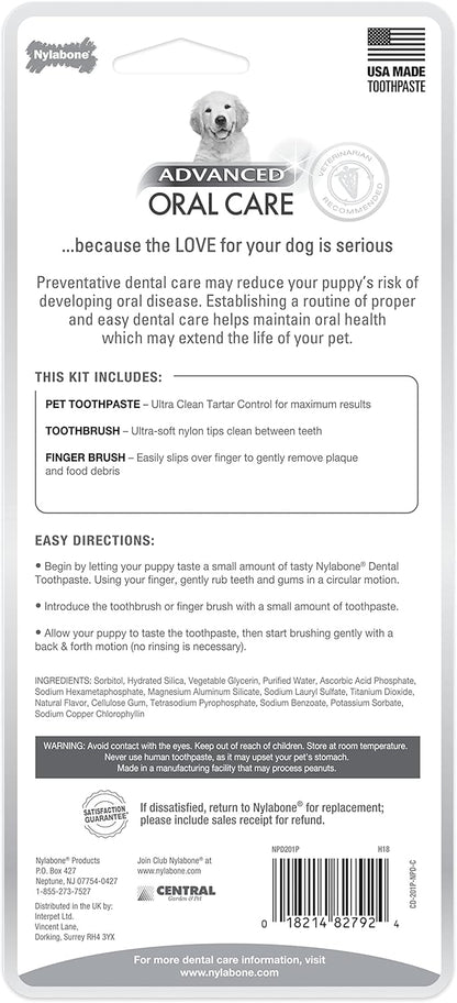 Nylabone Advanced Oral Care Natural Dog Dental Kit Peanut Flavor 2.5 oz.