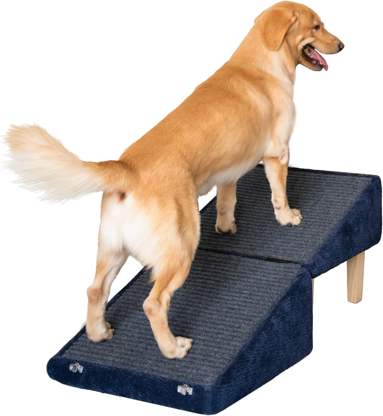 3-in-1 Dog Ramp 18.9"×17.7"×18.9" with Storage – Pet Stairs for Senior & Injured Dogs & Cats, Hidden Storage Footstool, Ottoman Anti-Slip, Supports 220 lbs for Beds & Sofas (Blue-pro)