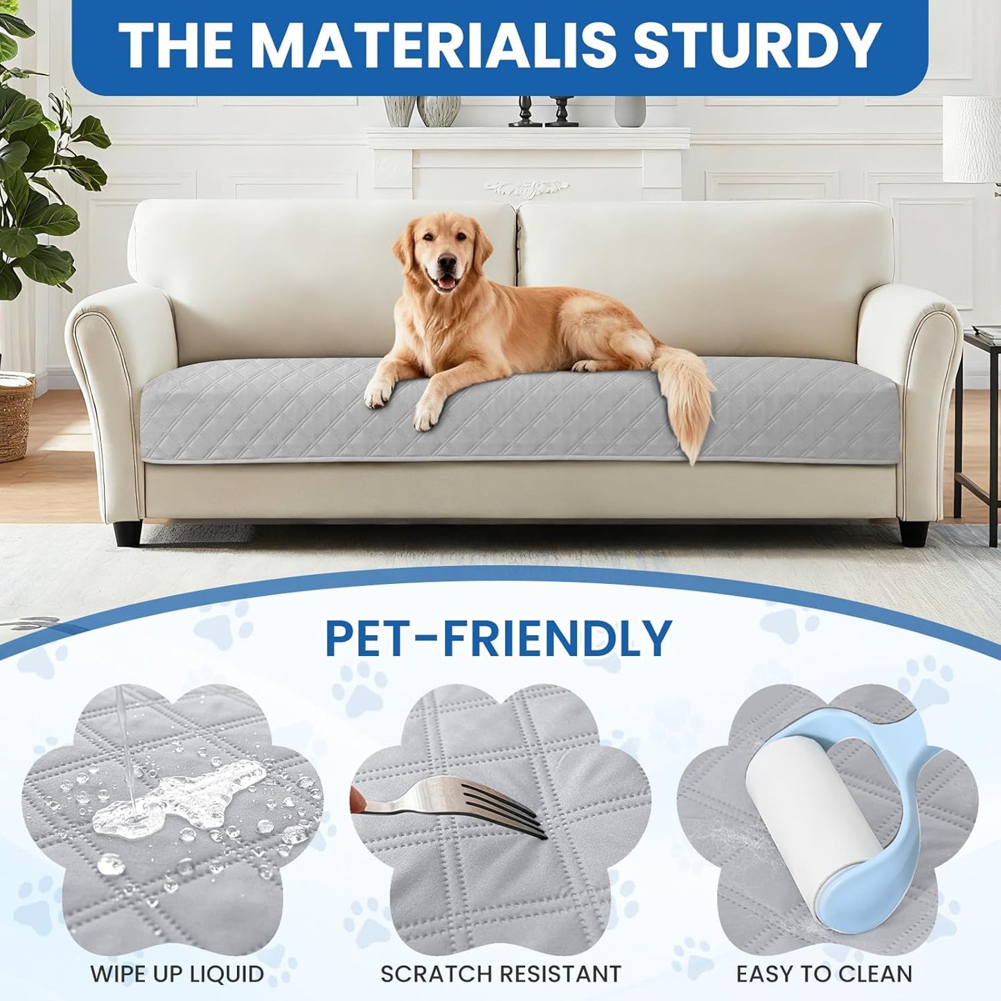 Waterproof Dog Blanket, Non-Slip Soft Pet Bed Cover, Couch Cover for Dogs Washable, Protects Sofa, Furniture, Crate, Car, Tear Resistant Leakproof Pet Blanket (30x70 Inch, Dark Grey)