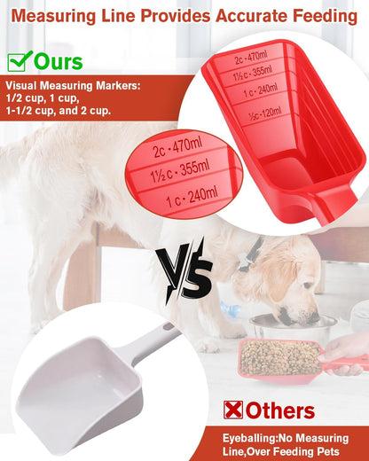 2 Cup Dog Food Scoop(2 Pack), Plastic Pet Food Scoop with Measuring Lines for Accurate Pet Food Portions,Dishwasher Safe (Black)