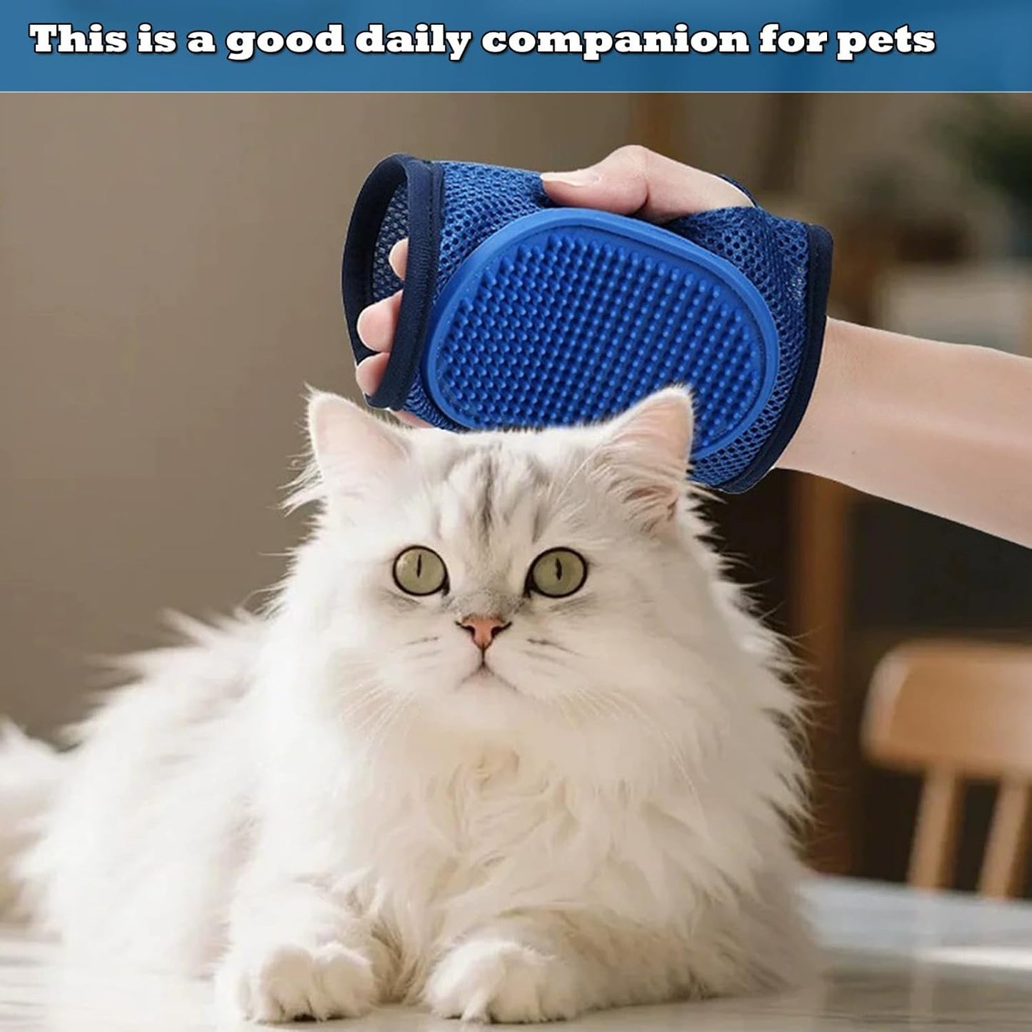 2 Pcs Pet Ear Muffs and Grooming Gloves, Swimming Waterproof Dog Ears Caps, Wearable Glove Design Shampoo Scrubber for Cat, Dehairing Brush for Most Cats, Dogs (M)