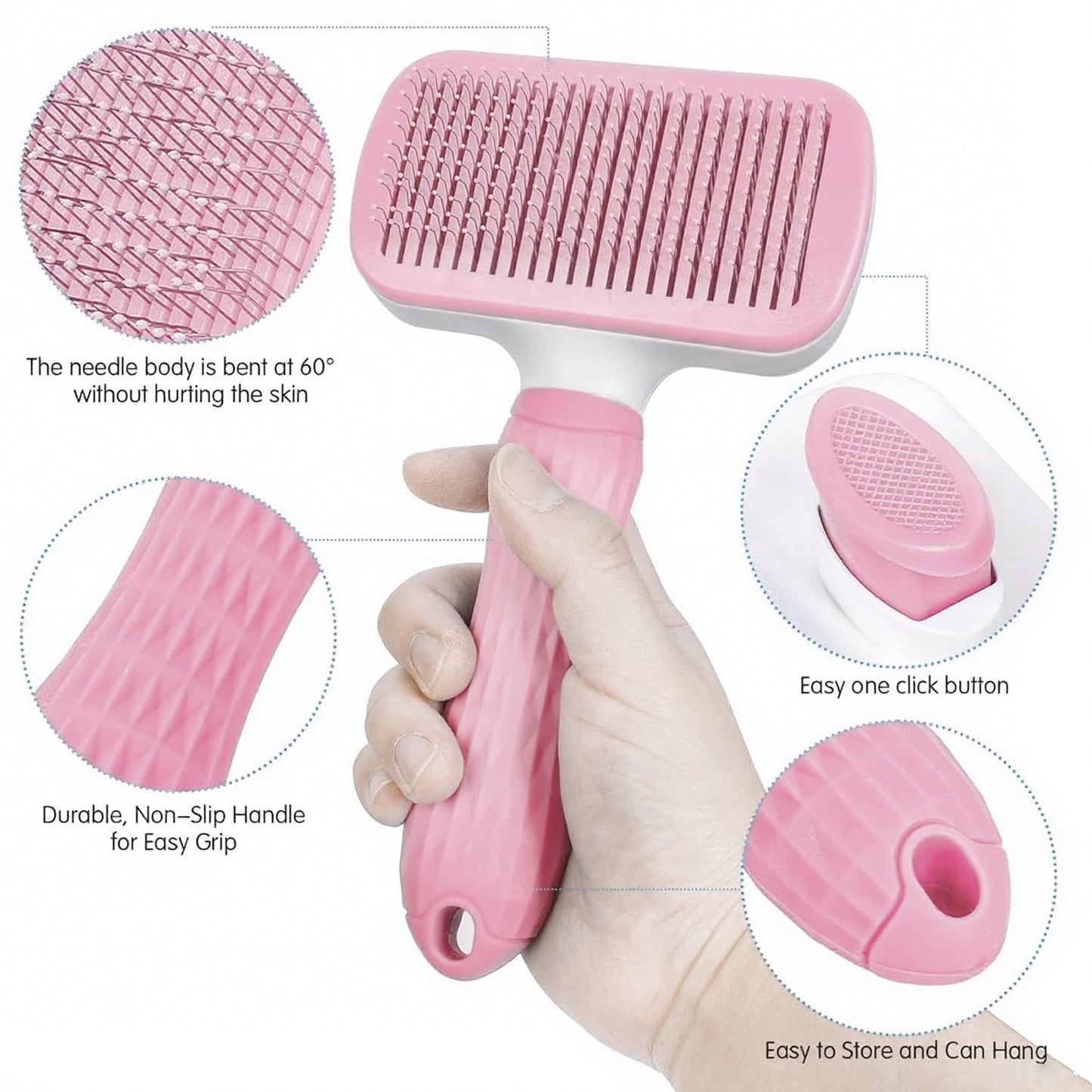 Self-Cleaning Slicker Brush, Dog Cat Bunny Pet Grooming Shedding Brush, Easy to Remove Loose Undercoat, Pet Massaging Tool Suitable for Pets with Long or Short Hair (Black)