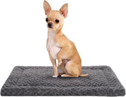 Washable Dog Bed Mat Ultra Soft Dog Crate Pad Comfy Fluffy Pet Kennel Beds Sleeping Mattress for Large Jumbo Medium Small Dogs, 36 x 23 Inch, Gray