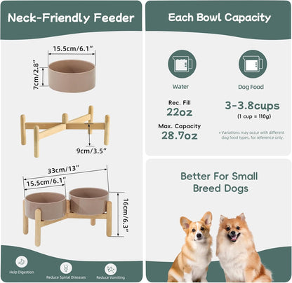 Havniva 8.3inch Ceramic Raised Dog Bowl with Stand, Elevated Dog Bowls for Large Breed Dog Food and Water Bowl Non-Slip Dog Dish Large Capacity Feeding Pet Water Bowl