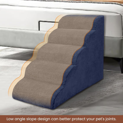 Dog Stairs for Small Dogs, 3 Tiers High Density Foam Dog Ramp, Extra Wide Non-Slip Pet Steps for High Beds Or Couch, Soft Foam Doggie Ladder for Dogs Injured, Older Pets, Small Cats