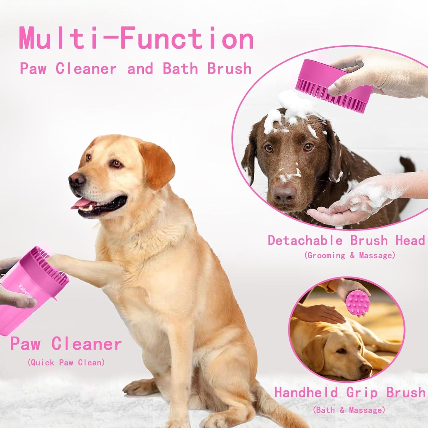 Dog Paw Cleaner Kit for L/XL Dogs - Quick Clean No Full Bath, 2-in-1 Paw Wash Cup with Detachable Silicone Brush Head, Includes Bath Brush & 3 Absorbent Towels, Blue