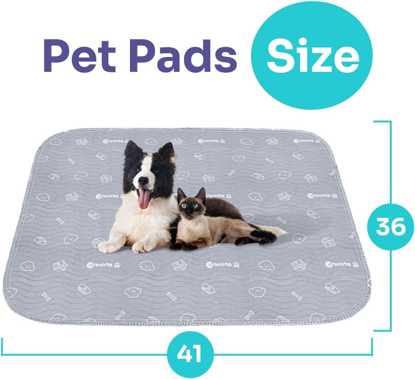 Conkote Reusable Pee Pads for Dogs Extra Large 60" x 48" Puppy Playpen Mat, Washable Pee Pads Heavy Absorbency Waterproof Dog Training Pads Non-Slip for Housebreaking, Whelping, Potty, Crate
