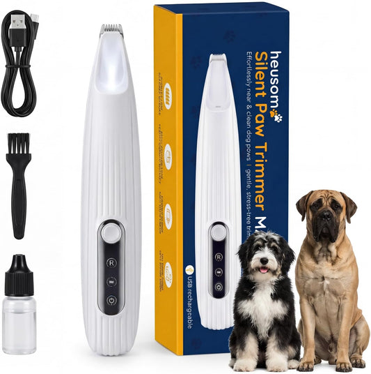 Silent Pet Paw Trimmer | Cordless Shaver for Dogs, Cats, Big & Small Animals with Light | Rechargeable Home and Salon Grooming Tool for Paws, Face, Ears, Butt