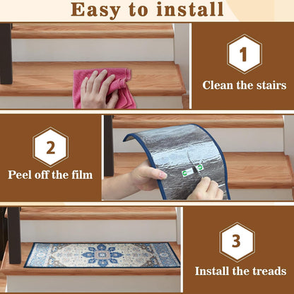 FlowaFoli Stair Treads for Wooden Steps Indoor,8" X 30" (15 in Pack) Stair Treads Non Slip, Machine Washable for Kids Elders and Pets,Beige