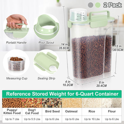 TBMax Dog Food Storage Container 5-7 lbs, Airtight Cat Food Container with Larger Spout & Measuring Cup, Portable Pet Food Storage Dispenser for Small Animal Kibble Storage, Bird Seed Container