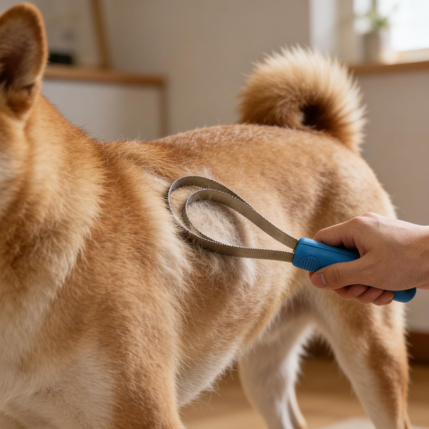 Horse Shedding Tool, Stainless Steel Shedding Blade for Horses & Dogs, Dog Shedding Brush for Double Coat Dogs, Deshedding Tool Grooming Brush for Horse Dog Cat(Single Loop)