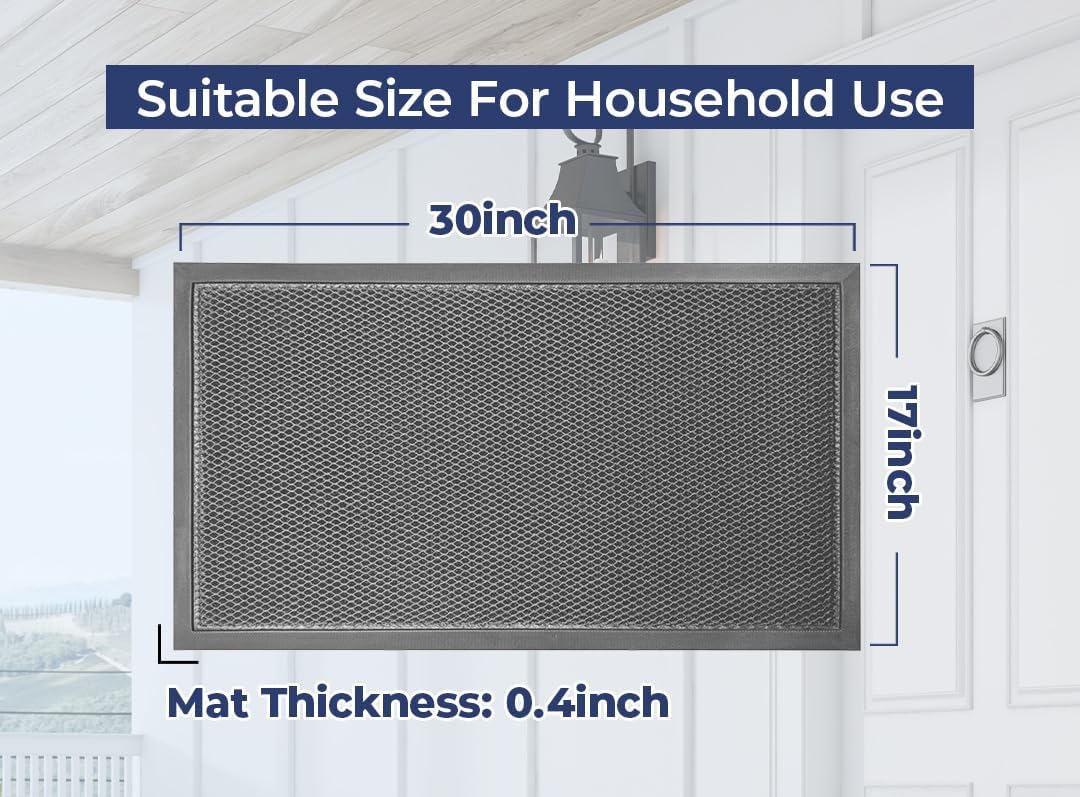 Muddy Mat® Meshy Mat™ Door Mat Heavy-Duty Quick-Dry Floor Mat, Sand & Dirt Trapper for Indoor & Outdoor, Ideal for Entrance, Mudrooms,Patios & Garages,Low-Profile,Non-Slip,Washable– Black 17"x30"x0.4"