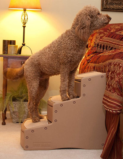 Pet Gear Easy Step III Extra Wide Pet Stairs, 3 Step for Dogs/Cats up to 200 pounds, Removable/Washable Carpet, Easy Assembly (No Tools Required), Sea Salt