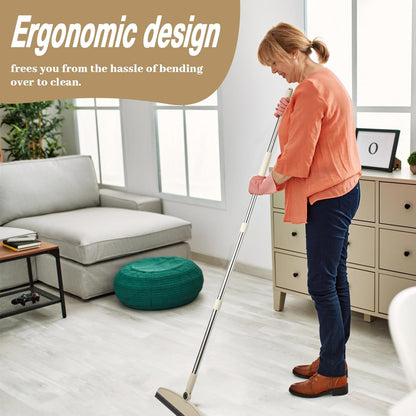 Silicone Air Broom, Multifunction Broom with Long Handle, Adjustable Rubber Squeegee Sweeping Water for Indoor Hardwood Floors, Kitchen,Concrete Floor, Bathroom Tile(Gray Green)