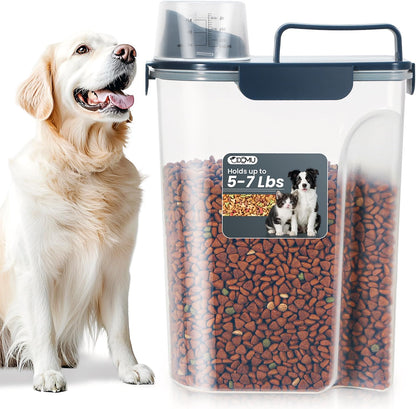 Dog Cat Food Storage Container, Pet Food Container Airtight with Large Spout & Cup, BPA-Free Plastic Food Dispenser for Pet Food, Bird Seed, Rice, Flour - Pink 2.5-5lb (1 pack)