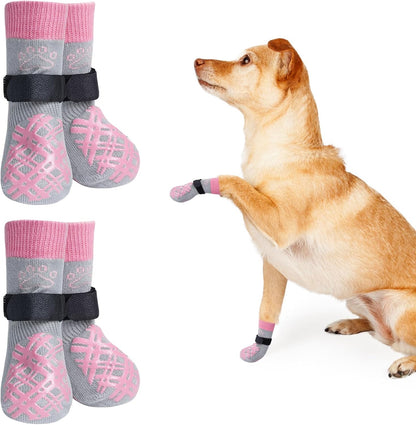 BEAUTYZOO Dog Socks to Prevent Licking Paws -Dog Shoes for Hot Pavement & Hardwood Floors Anti Slip, Traction Control Boots & Paw Protectors with Double Side Grips for Small Medium Large Senior Dogs