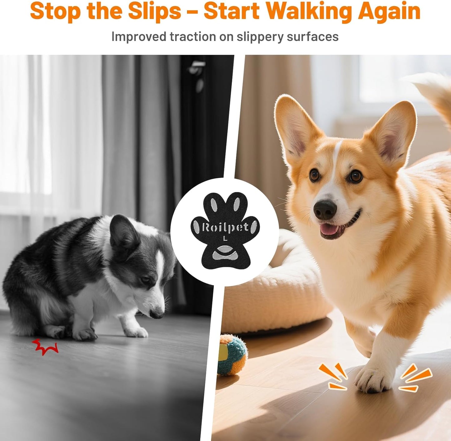 Dog Paw Protector Anti-Slip Pads, Toe Grips for Senior Dogs to Prevent Slipping on Hardwood Floors, Stronger Self-Adhesive Paw Pad Provide Traction for Elderly, Injured Pets (12 Sets - 48Pads, XL)