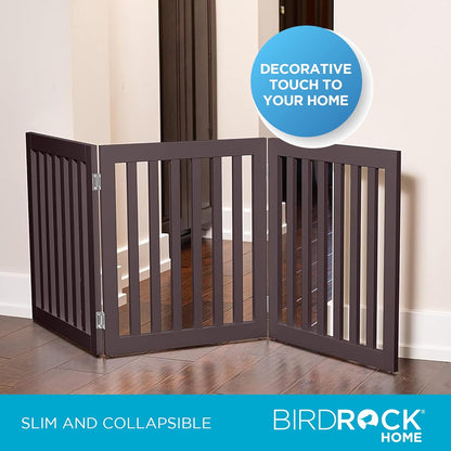 INTERNET'S BEST Dog Gate Indoor Freestanding Pet Barrier, Folding Wood Dog Fence, Extra Wide Doorway Puppy Gate, Indoor Animal Privacy Panel, Wooden Cat Fence - 4 Panel - 36", Espresso