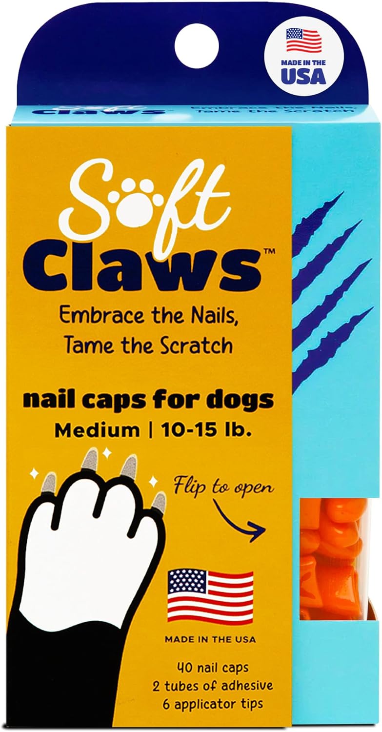 Soft Claws Nail Caps for Dogs with Non-Slip Design Made in USA - 40 Dog Nail Covers for Long-Lasting Protection of Floors and Furniture - Silver, XX-Large