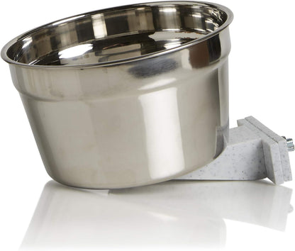 Lixit® Stainless Steel Kennel Food or Water Bowl - Non Spill Hanging Removable Crate Bowls - Carrier Cage Dish for Dogs or Cats for Feeding and Drinking (Stainless Steel, 10 Ounce)
