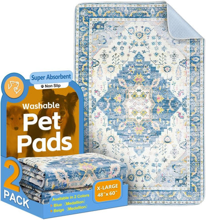 Washable Pee Pads for Dogs, 2 Pack Reusable Puppy Training Pads 40"x26" Super Absorbent Waterproof Dog Training Pads, Non-Slip Potty Pads, Whelping Pads Litter Mat
