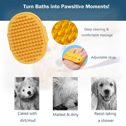 Slicker Brush for Dogs (Goldendoodles, Poodles) - Detangle, Fluff & Style Like a Pro | with Combs and Dog Bath Brush (4PCS, Wooden, Large)