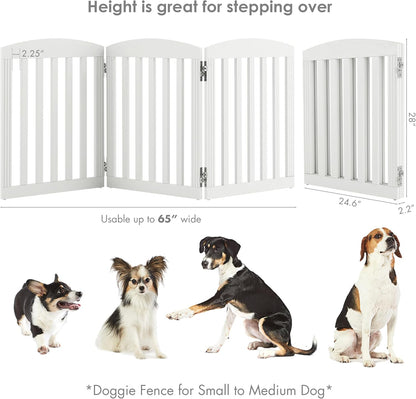 SPIRICH 96" Extra Wide 28" Tall Wooden Freestanding Foldable Dog Gate, Pet Gate Indoor, 4 Panels, White