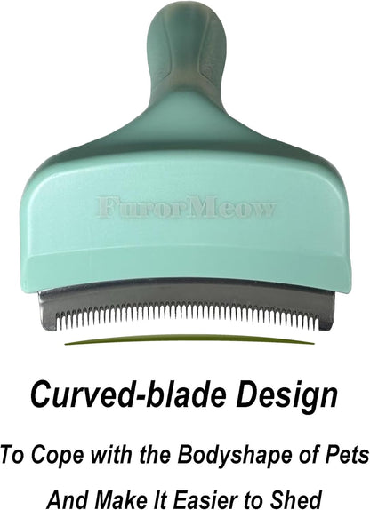 Pet Deshedding Tool with Curve Blade, Cat Grooming Brush, Tight V-shaped Teeth Shedding Comb for Cat and Dog (Pink, Large)