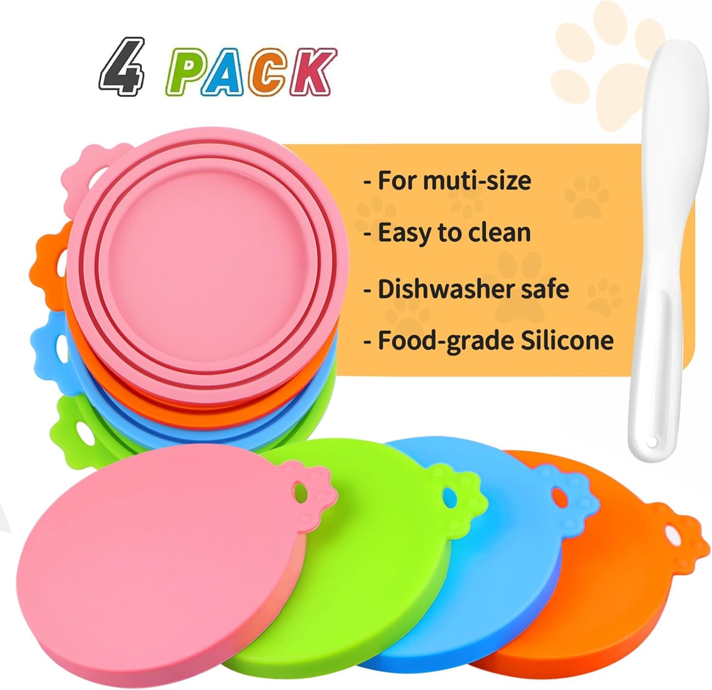 Lydia’s Deal Pet Food Can Covers 2-Pack, Thick Silicone Universal Can Lids for Dog & Cat Food, Fits 3oz/5.5oz/12oz, Airtight Seal, Durable & Dishwasher Safe, Easy Grip with Spoon (Blue & Orange)