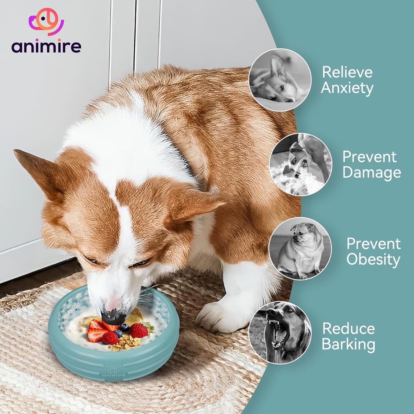 Dog Lick Bowl, Animire Freeze Lick Mat for Dogs, Non-Slip Slow Feeder Licking Bowl Enrichment Treat for Distraction Anxiety Relief, Food Grade Silicone, Dishwasher Safe(Pastel Purple,S)