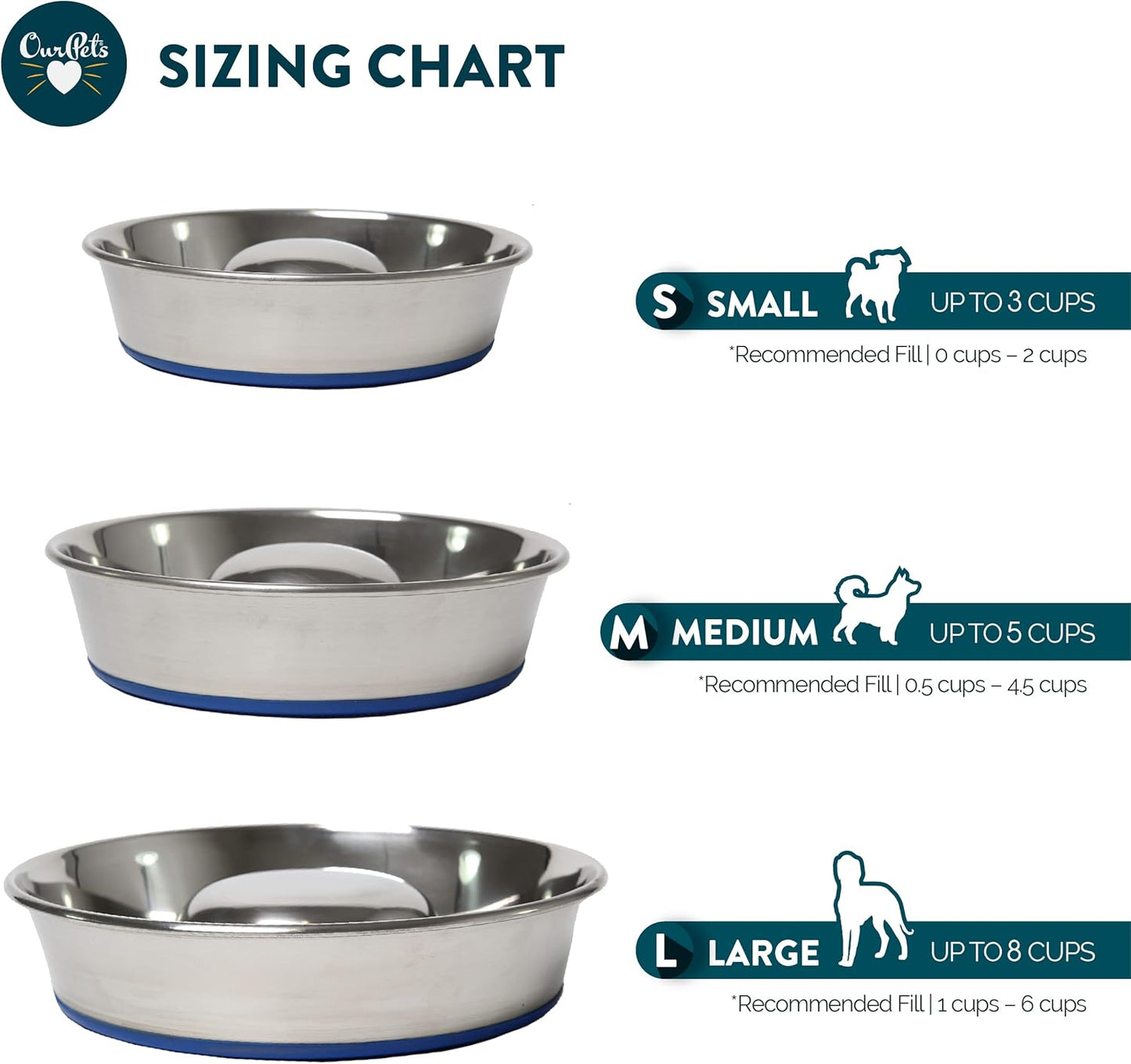 OurPet's DuraPet Slow Feed Premium Stainless Steel Dog Bowl, Silver (2040010301)