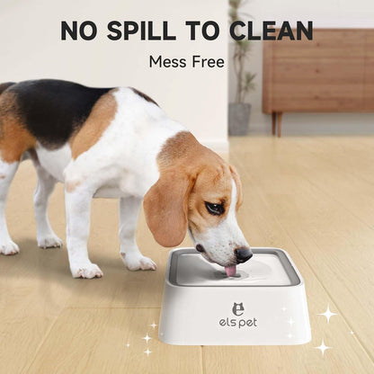 ELS PET Travel Bowl, No Spill, No Drip Slow Water Feeder/Dispenser for Dogs, Cats, 35oz/1L, Splash Proof Travel Bowl for Crate and Car, Keeps Floor & Beard Dry, Dishwasher Safe (Grey)