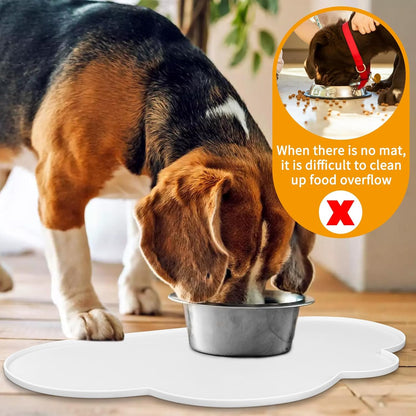 Ptlom Silicone Pet Placemat for Dogs and Cats, Non-Slip Waterproof Dog Feeding Bowl Mats for Food and Water, Small Medium Large Pet Puppy Tray Mat Prevent Residues from Spilling onto The Floor, Beige